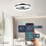 Ceiling Fans with Lights, Flush Mount Ceiling Fan with Lights and Remote, 6 Wind Speeds Low Profile Ceiling Fan for Bedroom, Kids Room and Living Room 20" (Black) - Image 7