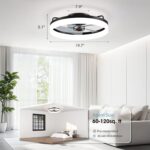 Ceiling Fans with Lights, Flush Mount Ceiling Fan with Lights and Remote, 6 Wind Speeds Low Profile Ceiling Fan for Bedroom, Kids Room and Living Room 20" (Black) - Image 8