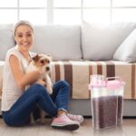 5-7Lbs Dog Cat Food Storage Container with Upgraded Large Nozzle BPA-free, 4 Snap Seals Plastic Pet Food Storage Containers with Handles (1, Light Pink, 5L) - Image 8