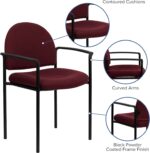 Flash Furniture Tiffany Comfort Burgundy Fabric Stackable Steel Side Reception Chair with Arms - Image 6