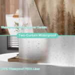 ORTIGIA 3 in 1 Waterproof Shower Curtain and Clear PEVA Liner Set with 12 Double Sided Metal Hooks, Brown Misty Forest Tree Shower Curtains for Bathroom - 72 Wx72 L - Image 5