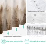 ORTIGIA 3 in 1 Waterproof Shower Curtain and Clear PEVA Liner Set with 12 Double Sided Metal Hooks, Brown Misty Forest Tree Shower Curtains for Bathroom - 72 Wx72 L - Image 6
