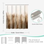 ORTIGIA 3 in 1 Waterproof Shower Curtain and Clear PEVA Liner Set with 12 Double Sided Metal Hooks, Brown Misty Forest Tree Shower Curtains for Bathroom - 72 Wx72 L - Image 7