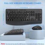 Wireless Keyboard and Mouse Combo, E-YOOSO 2.4GHz Full Sized Ergonomic Wireless Keyboard with Wrist Rest, 3 DPI Adjustable and 6 Buttons Cordless USB Mouse for Computer, Laptop, PC, Windows (Black) - Image 3