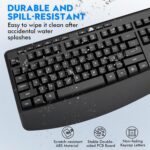 Wireless Keyboard and Mouse Combo, E-YOOSO 2.4GHz Full Sized Ergonomic Wireless Keyboard with Wrist Rest, 3 DPI Adjustable and 6 Buttons Cordless USB Mouse for Computer, Laptop, PC, Windows (Black) - Image 8