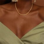 Hothty Gold Layered Charm Necklaces for Women, Dainty Stackable Simple Waterproof Choker Necklace Seashell Beach Gold Pearl Bead Necklaces Set Jewelry Gifts - Image 5