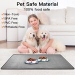 39.4"x29.5" Largest Pet Food Mat, Silicone Dog Mats for Food and Water, Nonslip Pet Feeding Mats for Floors,Dog Cat Bowl Mat with Raised Edges, Gray Blue - Image 5