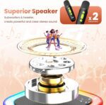 Mini Karaoke Machine for Kids Adults, Portable Bluetooth Mini Karaoke Microphone Singing Speaker Karaoke Player with 2 Wireless Mic, for All Smartphones,Birthday, Family,Home Party (Black Green) - Image 3