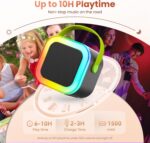 Mini Karaoke Machine for Kids Adults, Portable Bluetooth Mini Karaoke Microphone Singing Speaker Karaoke Player with 2 Wireless Mic, for All Smartphones,Birthday, Family,Home Party (Black Green) - Image 5