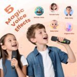 Mini Karaoke Machine for Kids Adults, Portable Bluetooth Mini Karaoke Microphone Singing Speaker Karaoke Player with 2 Wireless Mic, for All Smartphones,Birthday, Family,Home Party (Black Green) - Image 6