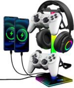 VCOM RGB Gaming Headphones Stand with 2 USB and 1 Type-C Ports, Headset Stand with 10 Light Modes and Non-Slip Rubber,Suitable for All Earphone Accessories, Best Gift for Desk Gamers - Image 9