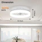 VOLISUN Low Profile Ceiling Fans with Lights and Remote,15.7in Modern Ceiling Fan Flush Mount, 3000K-6500K Dimmable Bladeless LED Fan Light,White Fandelier Ceiling Fans with Lights for Bedroom - Image 7