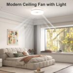 VOLISUN Low Profile Ceiling Fans with Lights and Remote,15.7in Modern Ceiling Fan Flush Mount, 3000K-6500K Dimmable Bladeless LED Fan Light,White Fandelier Ceiling Fans with Lights for Bedroom - Image 9