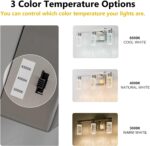 SineRise 3-Light Brushed Nickel Vanity Light with 3 Color Modes (3000K/4000K/6000K), Eye Protection LED Bathroom Light Fixture, Dimmable Modern Wall Light Over Mirror with Clear Glass Shade - Image 4