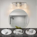 SineRise 3-Light Brushed Nickel Vanity Light with 3 Color Modes (3000K/4000K/6000K), Eye Protection LED Bathroom Light Fixture, Dimmable Modern Wall Light Over Mirror with Clear Glass Shade - Image 5