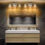 SineRise 3-Light Brushed Nickel Vanity Light with 3 Color Modes (3000K/4000K/6000K), Eye Protection LED Bathroom Light Fixture, Dimmable Modern Wall Light Over Mirror with Clear Glass Shade - Image 8