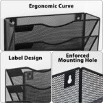 Hanging Wall File Organizer with Office Assorted, 5 Pockets Mesh Wall Mounted File Folder Holder for Mail, Paper, Document, Binder, Magazine, Menu (Black) - Image 4