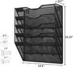 Hanging Wall File Organizer with Office Assorted, 5 Pockets Mesh Wall Mounted File Folder Holder for Mail, Paper, Document, Binder, Magazine, Menu (Black) - Image 8