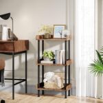 Hosfais Bookshelf Small Book Shelf, 3 Tier Wood Bookcase Industrial Bookshelf Metal Standing Book Shelves Display Book Rack for Living Room Bedroom Home Office (Rustic Brown) - Image 3