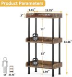 Hosfais Bookshelf Small Book Shelf, 3 Tier Wood Bookcase Industrial Bookshelf Metal Standing Book Shelves Display Book Rack for Living Room Bedroom Home Office (Rustic Brown) - Image 4