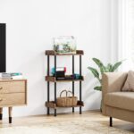 Hosfais Bookshelf Small Book Shelf, 3 Tier Wood Bookcase Industrial Bookshelf Metal Standing Book Shelves Display Book Rack for Living Room Bedroom Home Office (Rustic Brown) - Image 5