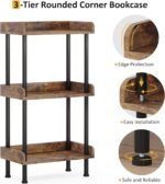 Hosfais Bookshelf Small Book Shelf, 3 Tier Wood Bookcase Industrial Bookshelf Metal Standing Book Shelves Display Book Rack for Living Room Bedroom Home Office (Rustic Brown) - Image 6