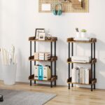 Hosfais Bookshelf Small Book Shelf, 3 Tier Wood Bookcase Industrial Bookshelf Metal Standing Book Shelves Display Book Rack for Living Room Bedroom Home Office (Rustic Brown) - Image 7