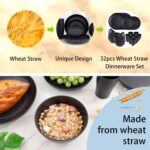 Supernal Wheat Straw Dinnerware Sets,Plates and Bowls Set, Dish Sets for 8, Unbreakable Plate for 8 Dishwasher Safe,Reusable Dinnerware Black-16pcs Plates, 8pcs Bowls, 8pcs Cups. - Image 6
