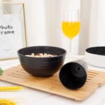 Supernal Wheat Straw Dinnerware Sets,Plates and Bowls Set, Dish Sets for 8, Unbreakable Plate for 8 Dishwasher Safe,Reusable Dinnerware Black-16pcs Plates, 8pcs Bowls, 8pcs Cups. - Image 8