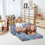 Kids Couch Extra Large,Glow in The Dark 2-in-1 Folding Kids Sofa Bed for Boys,2 Seats Convertible Sleeper Lounger Toddler Couch for Children Bedroom Playroom Nursery,Marine - Image 5