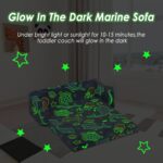 Kids Couch Extra Large,Glow in The Dark 2-in-1 Folding Kids Sofa Bed for Boys,2 Seats Convertible Sleeper Lounger Toddler Couch for Children Bedroom Playroom Nursery,Marine - Image 6