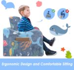 Kids Couch Extra Large,Glow in The Dark 2-in-1 Folding Kids Sofa Bed for Boys,2 Seats Convertible Sleeper Lounger Toddler Couch for Children Bedroom Playroom Nursery,Marine - Image 8