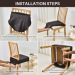 SearchI Stretch Dining Chair Seat Covers Set of 6, Soft Removable Washable Seat Covers for Dining Chairs, Dining Room Seat Cover Protector (Rear-Covered, Orange Flowers) - Image 7