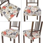 SearchI Stretch Dining Chair Seat Covers Set of 6, Soft Removable Washable Seat Covers for Dining Chairs, Dining Room Seat Cover Protector (Rear-Covered, Orange Flowers) - Image 8