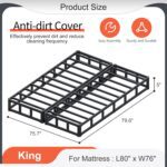 Split King Box Spring 5 Inch, Low Profile Heavy Duty Metal Mattress Box Spring King Size with Fabric Cover, Noise-Free, Quick Assembly - Image 3