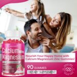 Calcium Magnesium Zinc Gummies & Vitamin D3,B6,B12,Immune & Supporting Bone Health Calcium Magnesium Supplement for Women Men,Sugar-Free Vegan Raspberry Flavor 90 Counts - Image 7