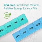 BUG HULL Weekly Pill Organizer Large 2 Packs, Extra Large Travel Pill Organizers, Pill Box 7 Day, Travel Pill Case, Medicine Pill Organizer for Vitamins, Supplements and Medications (Black+White) - Image 8