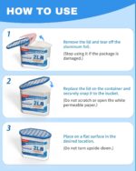 Vacplus Moisture Absorber Buckets 6 Pack – Large Capacity Dehumidifier and Humidity Absorber for Closet, Basement, Bathroom, RV, and Storage Areas, Unscented, 2 lbs, 7.5" x 4.7" x 6.6" - Image 7