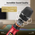 Wireless Microphone System, TONOR Professional Metal Cordless Karaoke Microphones, Handheld Dynamic Mic Set with Receiver for Party, Meeting, KTV, Church, DJ, Wedding, Singing, 200ft, TW820 Black &Red - Image 3