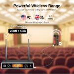 Wireless Microphone System, TONOR Professional Metal Cordless Karaoke Microphones, Handheld Dynamic Mic Set with Receiver for Party, Meeting, KTV, Church, DJ, Wedding, Singing, 200ft, TW820 Black &Red - Image 4