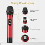 Wireless Microphone System, TONOR Professional Metal Cordless Karaoke Microphones, Handheld Dynamic Mic Set with Receiver for Party, Meeting, KTV, Church, DJ, Wedding, Singing, 200ft, TW820 Black &Red - Image 5