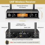 Wireless Microphone System, TONOR Professional Metal Cordless Karaoke Microphones, Handheld Dynamic Mic Set with Receiver for Party, Meeting, KTV, Church, DJ, Wedding, Singing, 200ft, TW820 Black &Red - Image 7