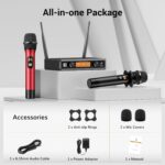Wireless Microphone System, TONOR Professional Metal Cordless Karaoke Microphones, Handheld Dynamic Mic Set with Receiver for Party, Meeting, KTV, Church, DJ, Wedding, Singing, 200ft, TW820 Black &Red - Image 10
