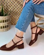 Coutgo Womens Mary Jane Chunky Low Heels Closed Square Toe Ankle Strap Pumps Wedding Party Dress Shoes - Image 3