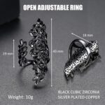18K Gold Plated Rings for Women and Teen Girls Non Tarnish Cubic Zirconia Fidget Ring Butterfly/Snake/Mesh/Cross/Crown Knuckle Ring Open Adjustable Statement Stacking Chunky Rings - Image 3
