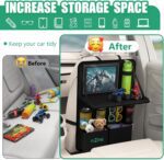 Car Backseat Organizer with Tablet Holder,11 Storage Pockets with Foldable Food Tray, Protector Kick Mats for Kids, Travel Accessories Organizer (Black, 1Pack) - Image 7