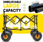 Heavy Duty Beach Wagon with 9" Big Sand-Proof Wheels – 440lb Capacity, Sekey 200L Oversized Foldable Cart | Adjustable Handle & All-Terrain Tires for Sand, Camping, Groceries. Black - Image 5