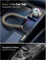 60W USB C Car Charger Fast Charge PD& QC3.0 with 5ft 30W Type C Coiled Cable, Car Phone Charger Adapter for iPhone 17/16/15 Pro Max Plus, Samsung Galaxy S25/S24/S23, Pixel/Moto/LG/Android, iPad Pro - Image 6