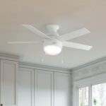 Hunter 46 inch Indoor Ceiling Fan with LED Light - White Ceiling Fan with Pull Chain, For Bedroom, Living Room, or Kitchen, Low Profile Mount, No Remote, 5 Blades - Anslee 59269, Fresh White - Image 6
