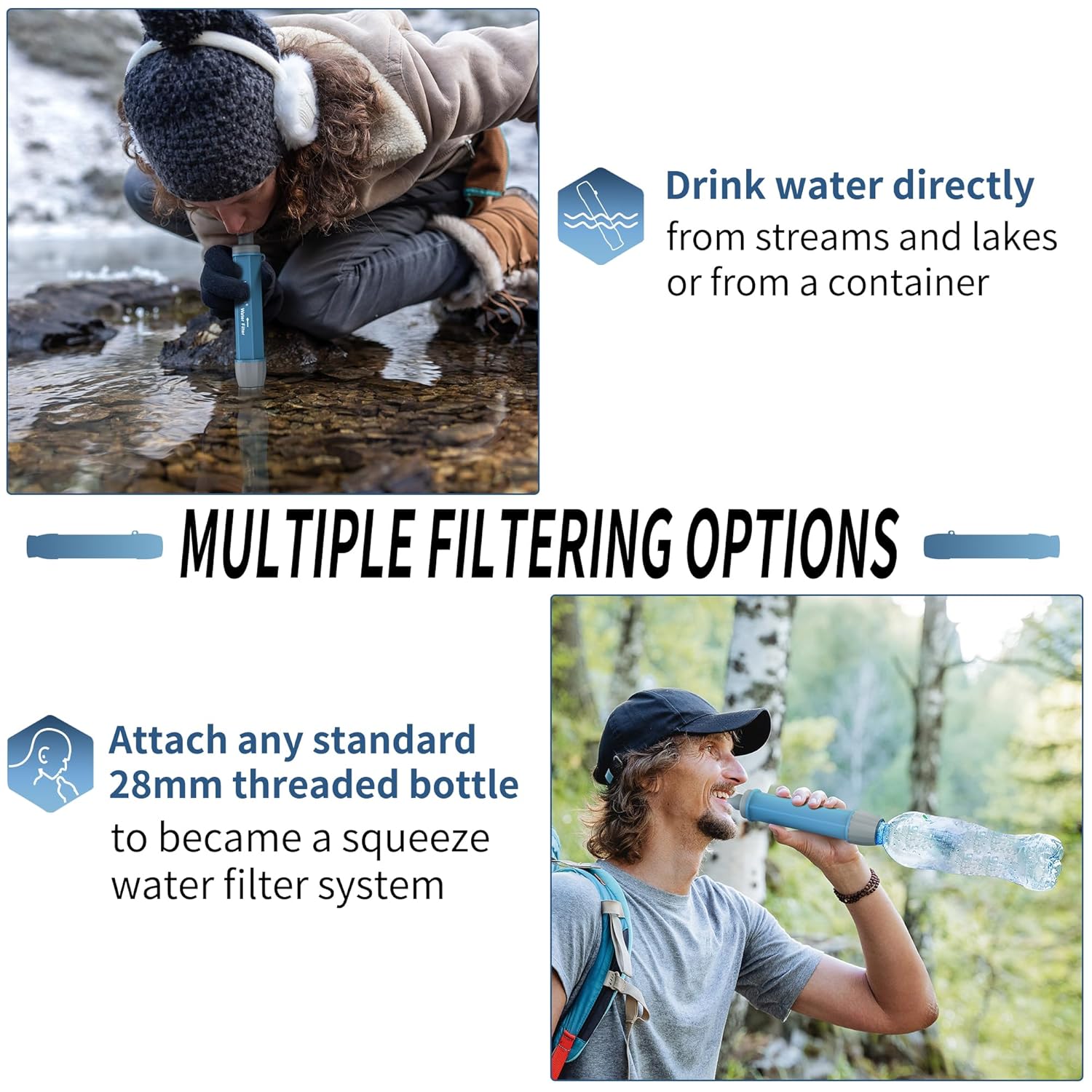 4 Pack Water Filter Straw, Portable Personal Water Filtration System, Water Purifier Survival, Emergency Preparedness for Camping Hiking Drinking Travel Hunting and Family Outing - Image 5